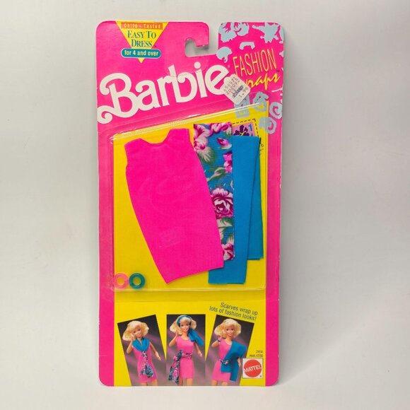 VTG Barbie Fashion Avenue Outfit 2934 Pink & Blue Scarf Dress MOC 1991 Mattel - Picture 1 of 4